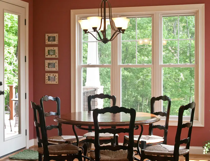 Earthwise vinyl double-hung windows in a Kansas City dining room